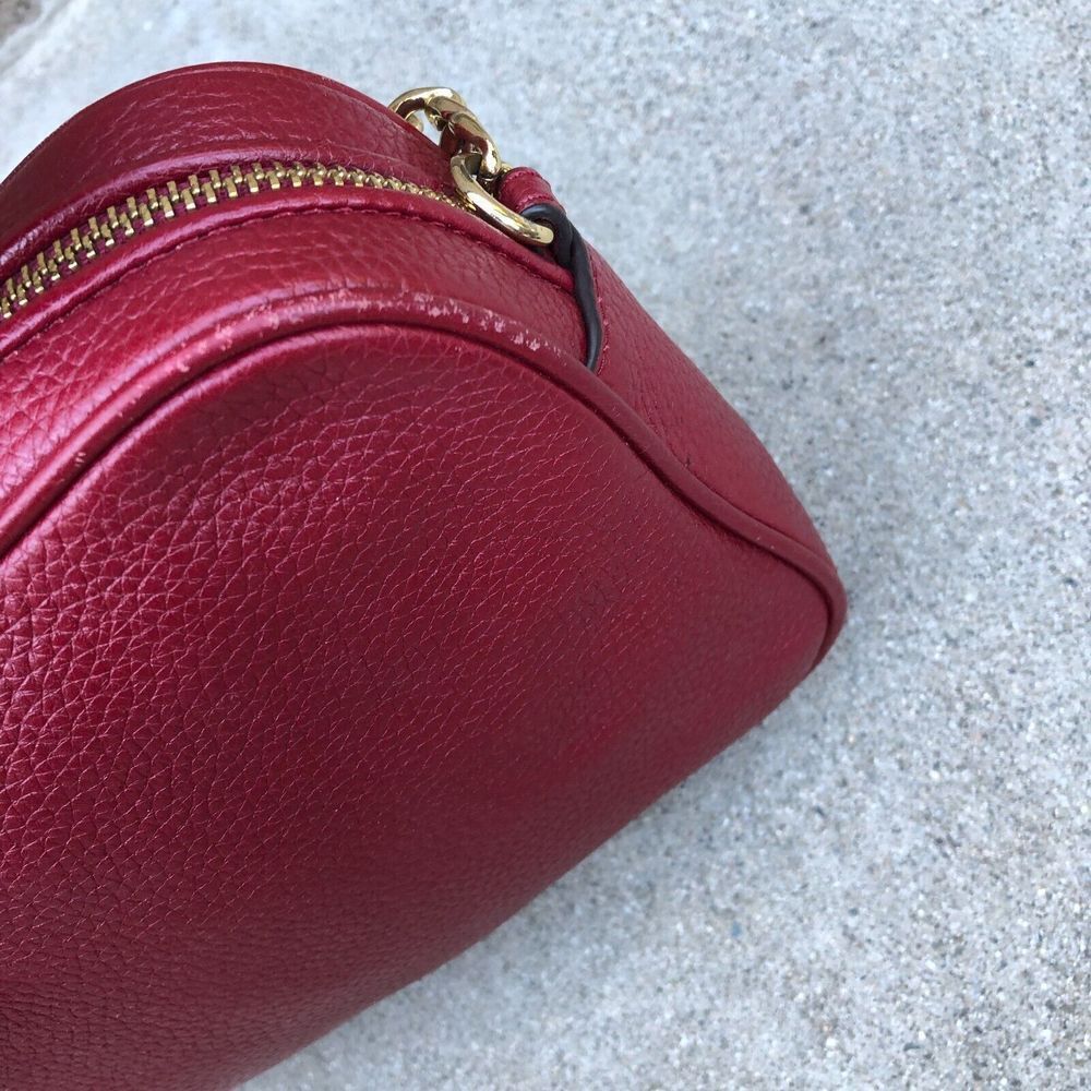 MICHAEL KORS Fulton Purse Women's Red Pebbled Leather Crossbody Shoulder Bag Zip - Picture 5 of 11